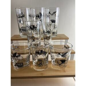 Set of 8 Vintage Libbey Stagecoach Glasses - Various Sizes